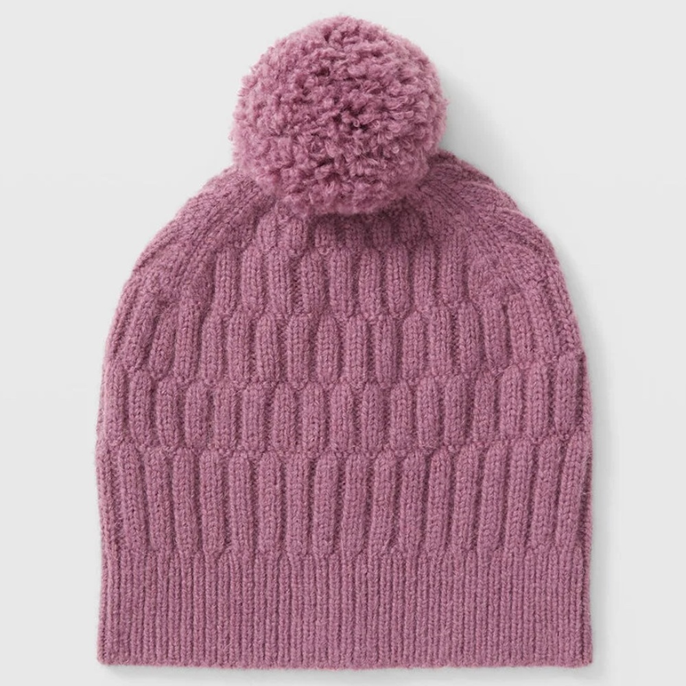 Pom Stitch Beanie - New With Tags - NEVER WORN - Purple